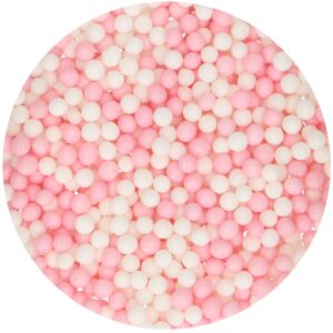 Pehmed roosad ja valged suhkrupärlid FunCakes, 60g