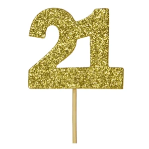 Nr.21 – kuldsed glitter kaunistustikud, 12 tk