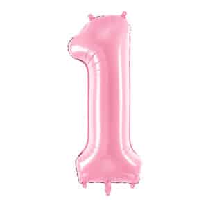 Nr.1 – roosa fooliumist õhupall, 86 cm
