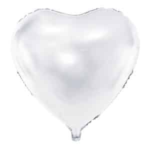 Valge süda – fooliumist õhupall, 45 cm
