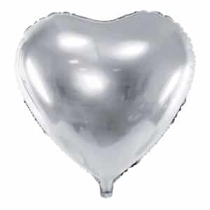 Hõbedane süda – fooliumist õhupall, 45 cm