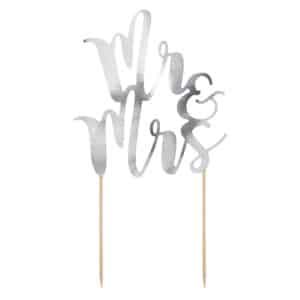 Mr&Mrs – hõbedane tordikaunistus, 25,5 cm