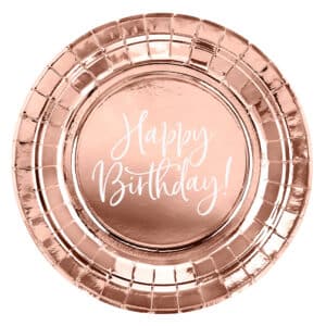 Happy Birthday – roosakuldsed taldrikud 18 cm, 6 tk