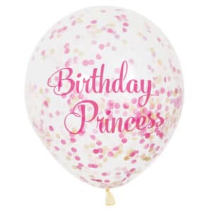 Birthday Princess – läbipaistvad õhupallid litritega, 6 tk