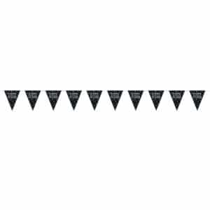 Mustad täppidega Happy Birthday lipukesed, 274 cm