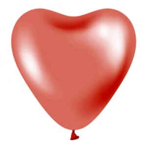 Punased plaatinum südamekujulised õhupallid 30 cm, 6 tk