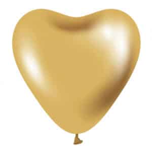 Kuldsed plaatinum südamekujulised õhupallid 30 cm, 6 tk
