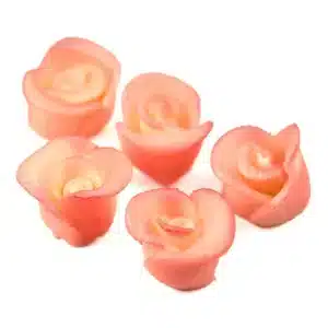 Väikesed roosad martsipaniroosid, 5 tk