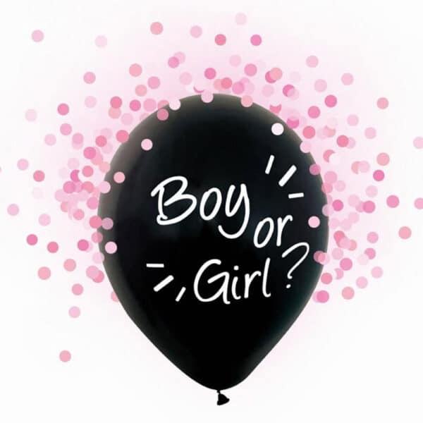 Boy or Girl õhupallid roosade litritega